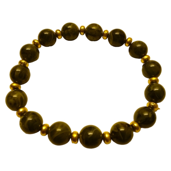 HP 😊 Wisconsin Monarch's Dark Jade Green/Gold Bracelet - Picture 2 of 5